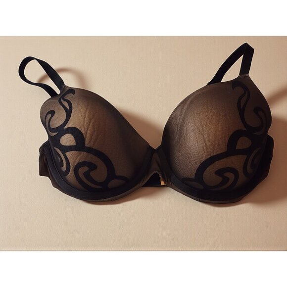 Ambrielle 38D Black Mesh Swirl Everyday Full Coverage Bra - Picture 4 of 5